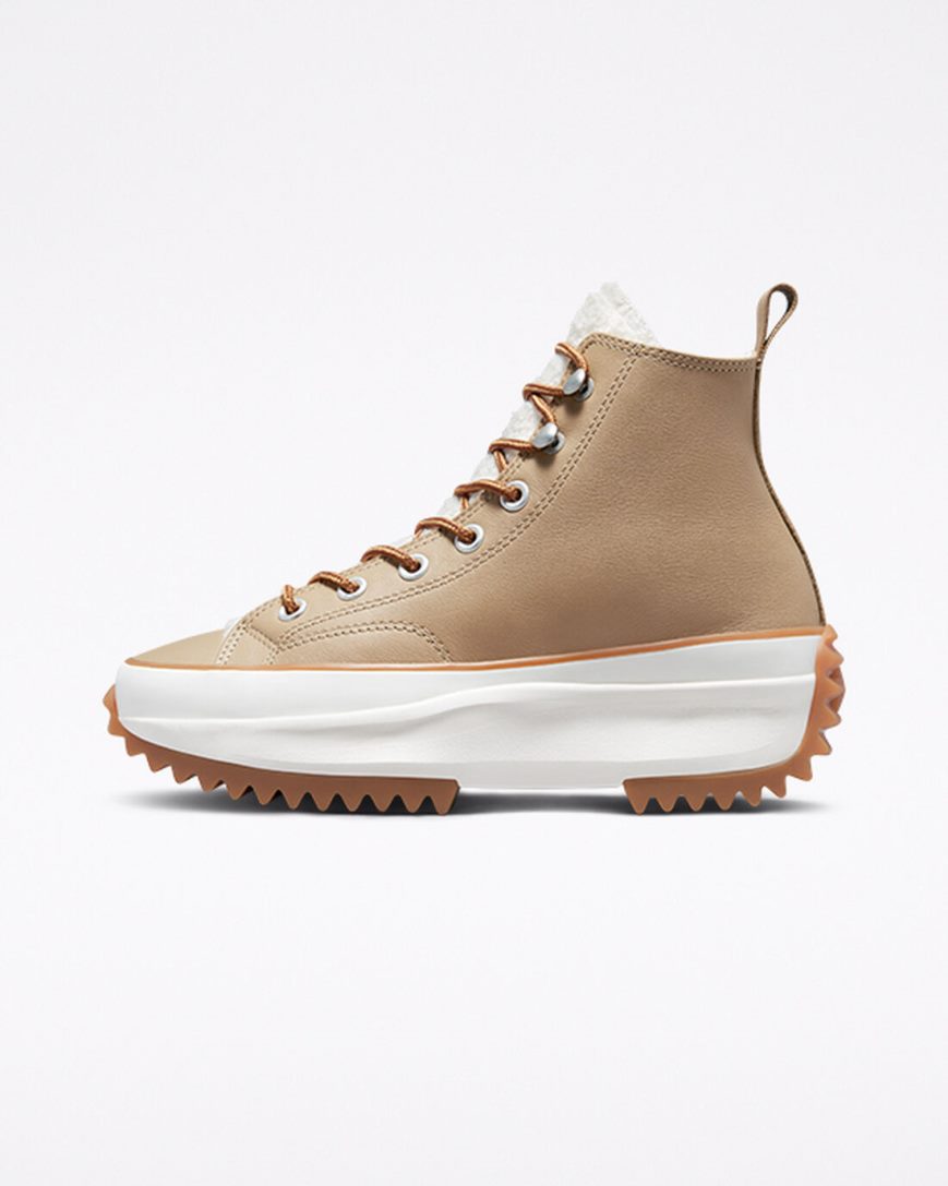 Women's Converse Run Star Hike Sherpa High Top Platform Shoes Khaki / Brown | AU 1C038L